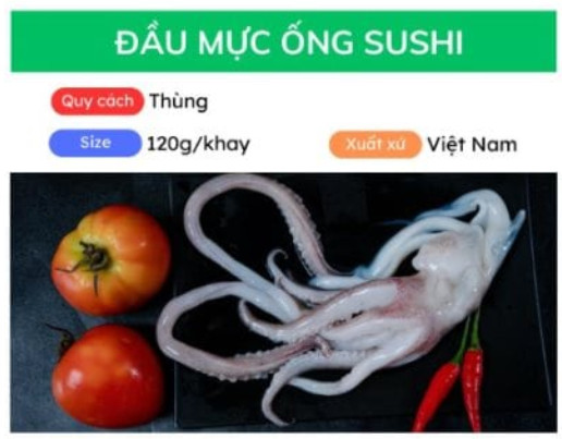 Đầu mực ống sushi